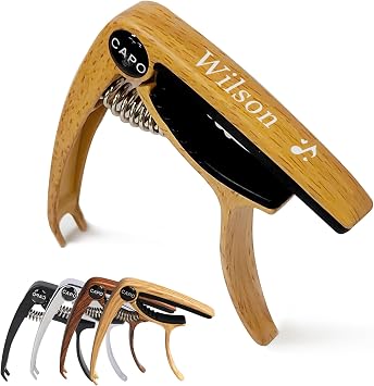 Personalized Guitar Capo Customized Metal Guitar Capo Engraved Capo for Electric Guitar & Acoustic Guitar Custom Capo for Guitar Music Gift for Him Her Light Wood-1