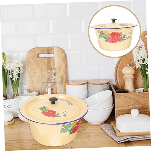 Miniatura 3 de Hemoton 3 unidades de platos de cena de porcelana recipientes de ensalada con tapas, recipientes de frutas con tapas, cuenco de mezcla de esmalte,