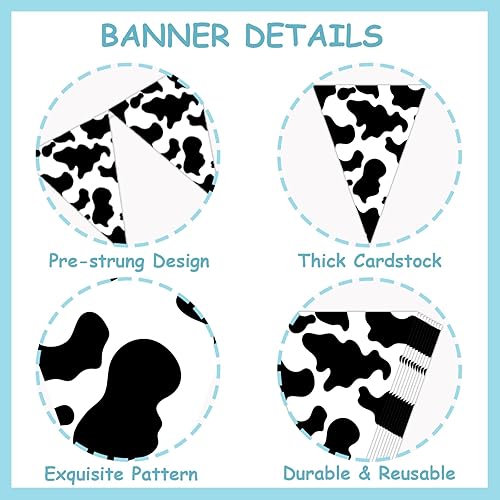 Miniatura 5 de Pancarta de fiesta de vaquero occidental para decoración de fiesta de vaquero occidental, banderines de vaca azul, banderines con tema del salvaje