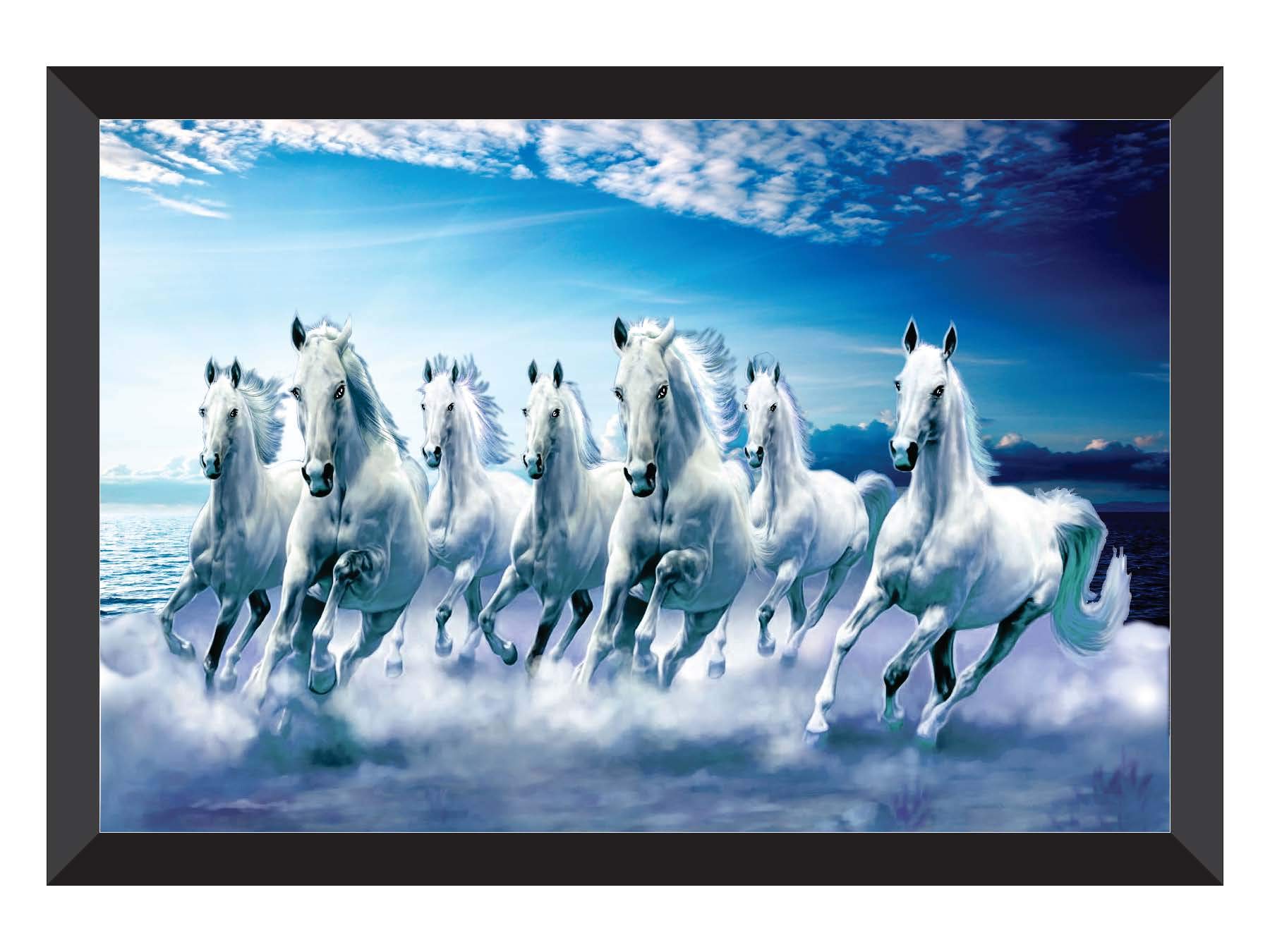 SAF 7 Horses River Large Framed UV Coated Digital Reprint 14 Inch X 20 Inch Painting (SANFH11) SANFH11(multicolor1) (B082C6XF9S) Amazon Price History, Amazon Price Tracker