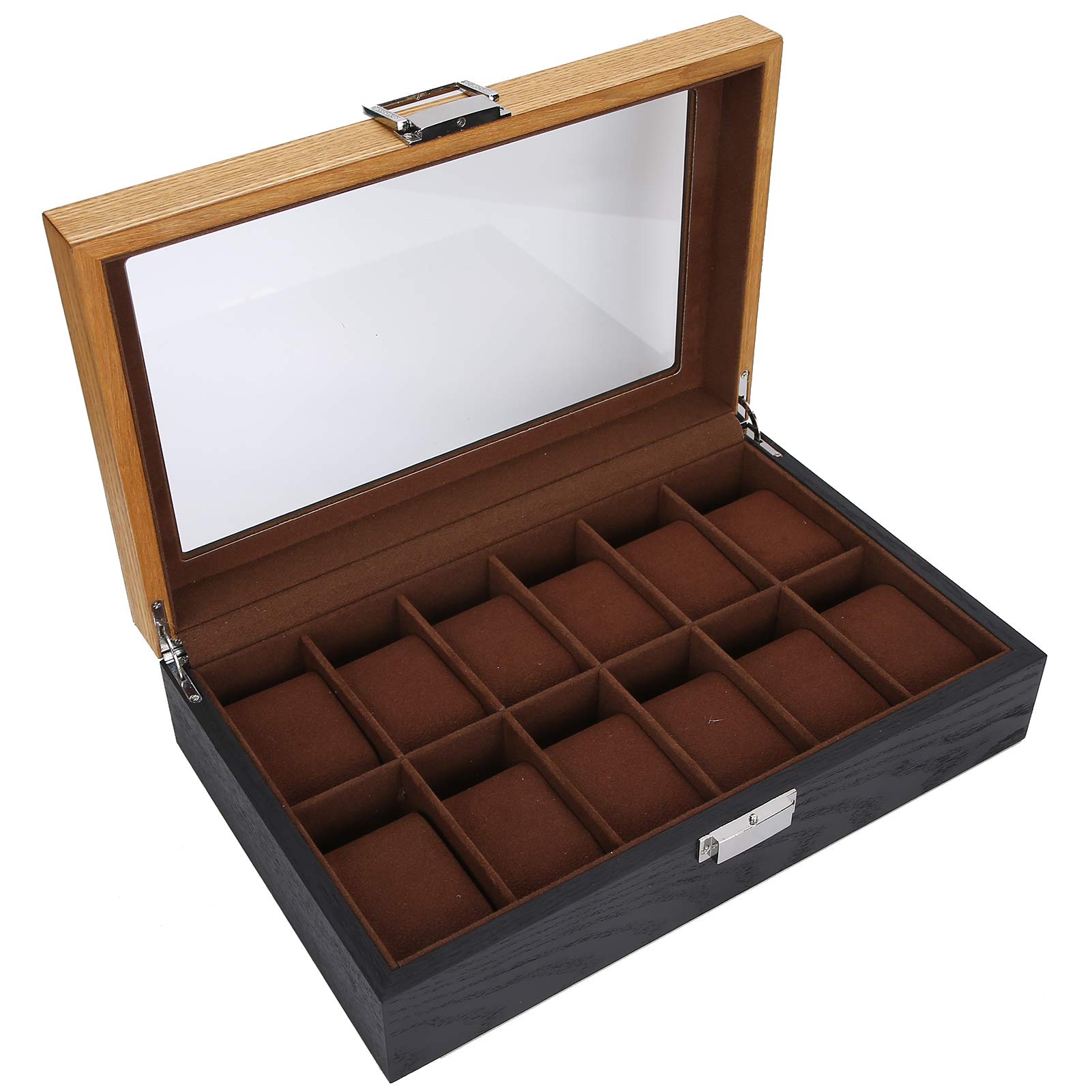 Organizador de Relojes Estuche para Relojes con 12 Ranuras, exhibición de 2 Colores Estuche para colección de Almacenamiento Organizador clásico clásico de 31,5 x 19,8 x 8 cm, para Hombres