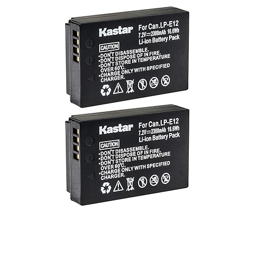 Kastar Battery (2-Pack) for Canon LP-E12 LPE12 Battery, LC-E12 LC-E12E Charger, Canon EOS 100D, EOS M, EOS M2, EOS M10, EOS M50, EOS M100, EOS M200, EOS Rebel SL1, PowerShot SX70 HS Cameras