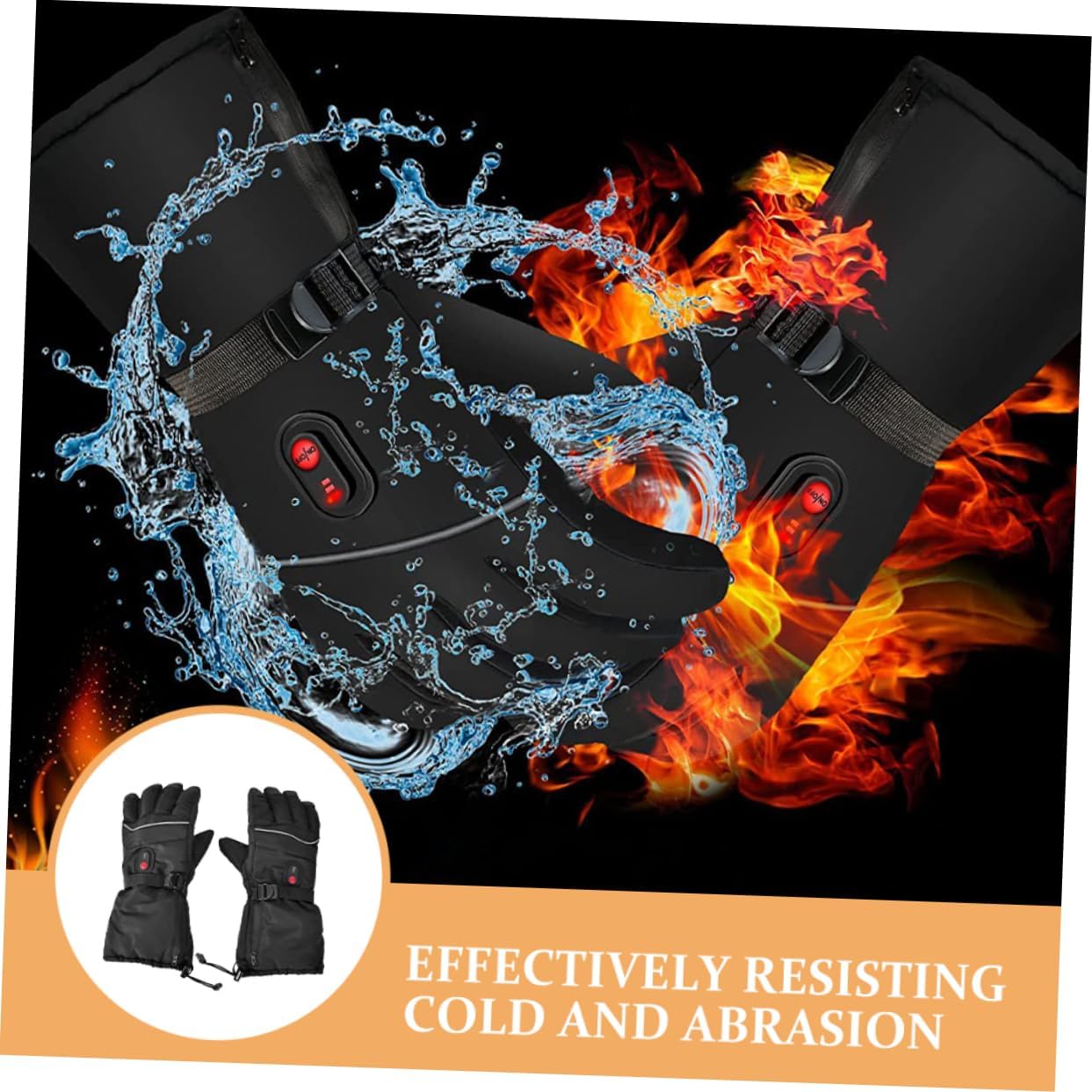 1pair Rechargeable Heated Ski Gloves for Men Electric Mittens Temperature Control for Cold Weather Outdoor Sports for Skiing Snowboarding Hiking and Camping