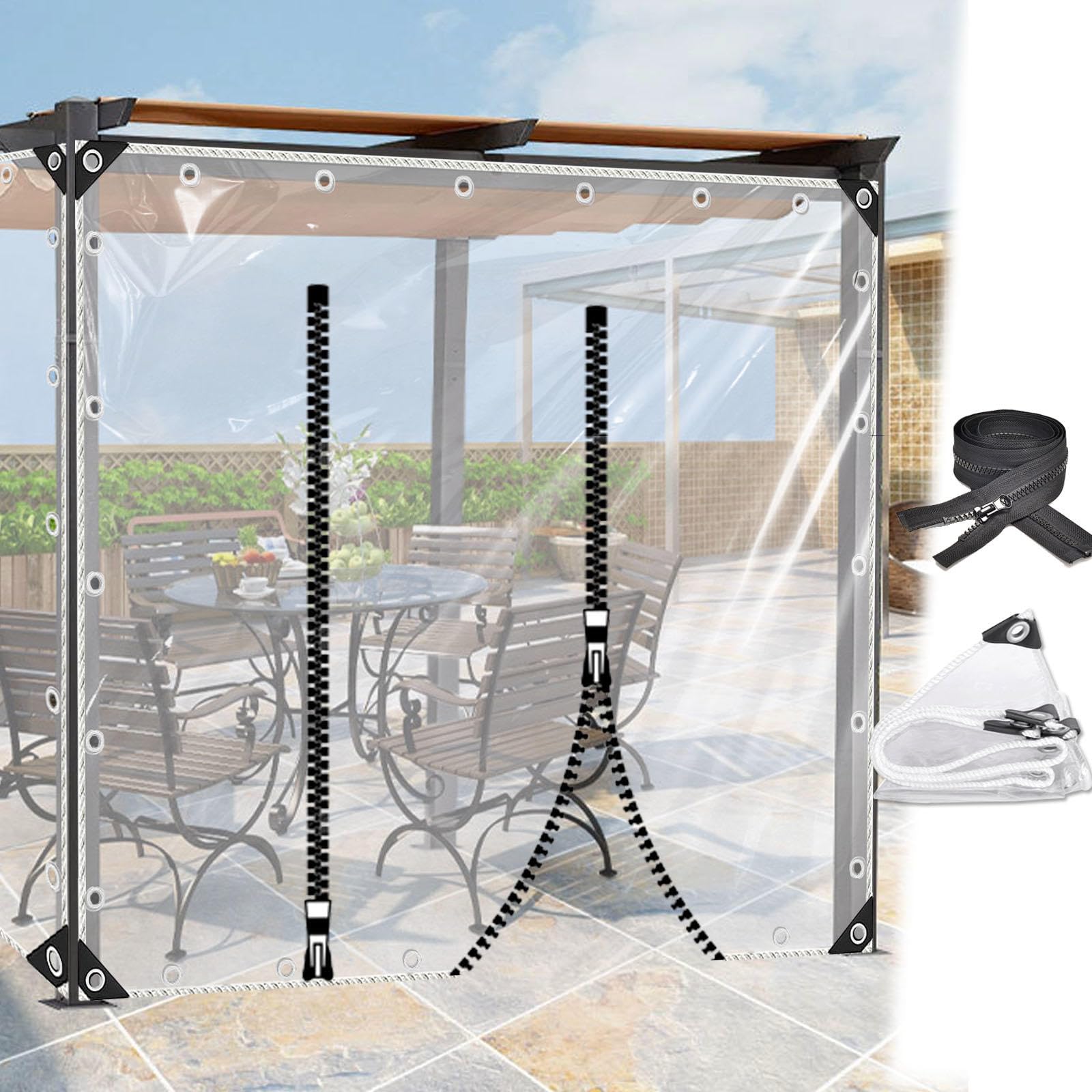 Pvc Transparant Waterdicht Dekzeil Zijpanelen Met Rits 1x0 8m 1 5x2 2m 2x2 8m 3x3m Zwaar Duidelijk Zeil Uv Bescherming Outdoor Camping Patio Auto Zeildoek Wxh 2 8x2 5m 9 2x8 2ft 2524573229