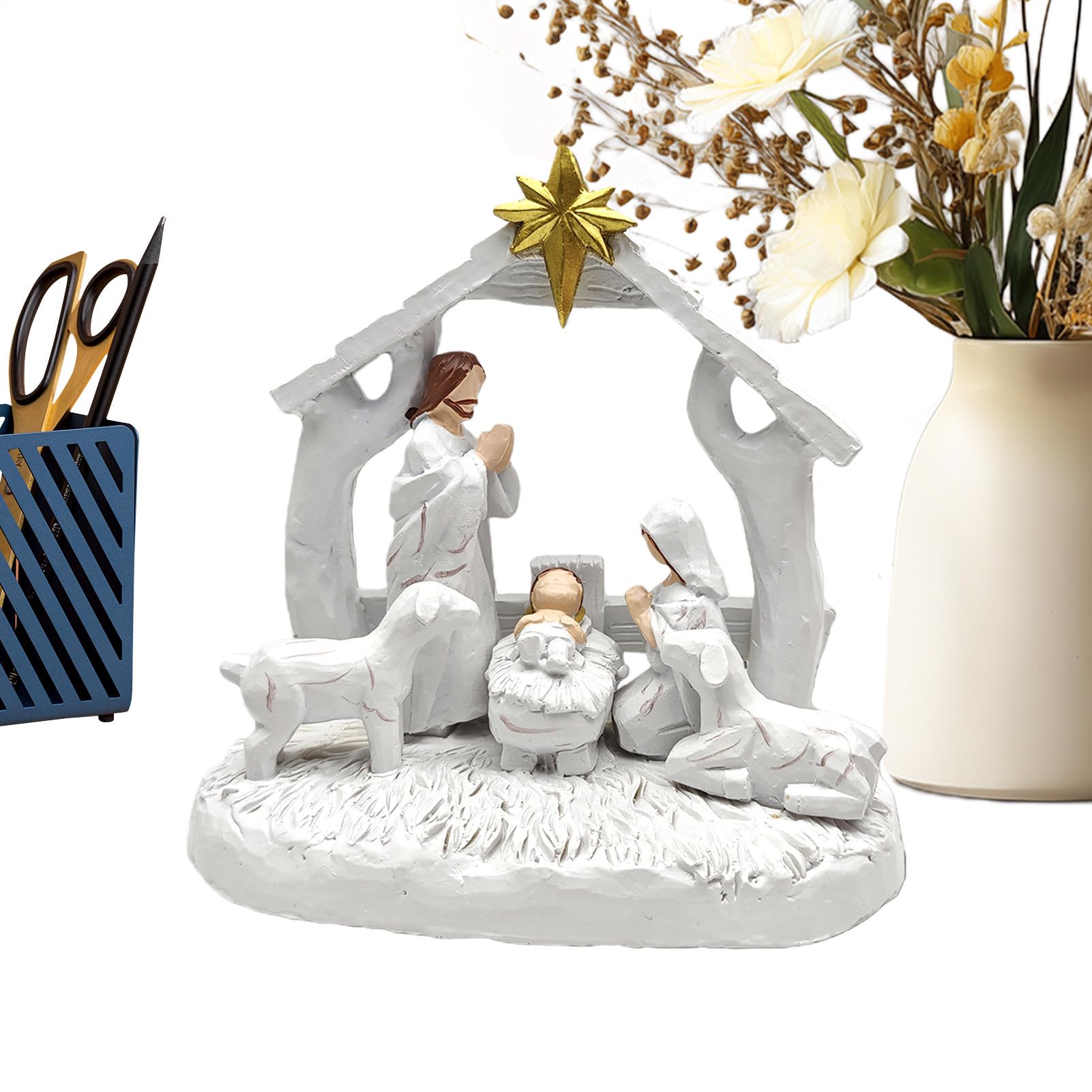 Crèche de Noël compacte, figurines religieuses pour résoudre le manque de place