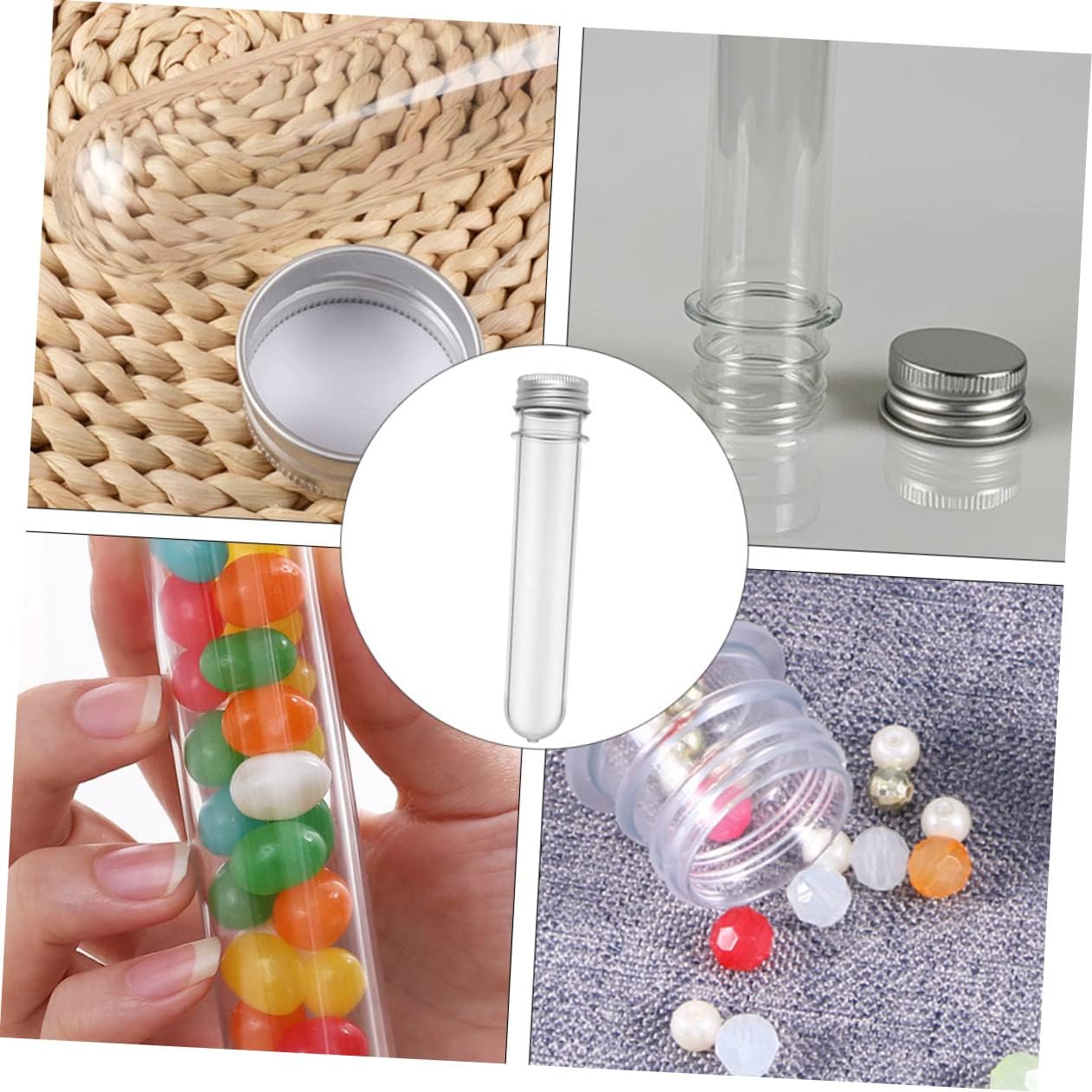 Gatuida 50pcs Transparent Cylindrical Tube Bottles for Candy Bath Salt and Pills Storage Containers Lightweight and Easy to