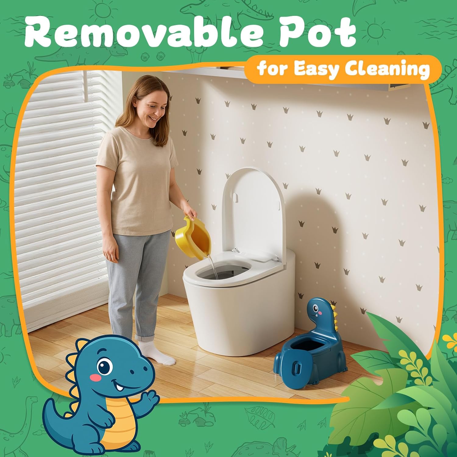 Potty Training Toilet Toddler Potty Chair Kids Boys Girls Dinosaur Animal Comfortable Potties Training Seat for Childrens Ages 1-3 Portable Baby Toilets with Lid Back Easy to Clean Potty Trainer,Blue - Image 5