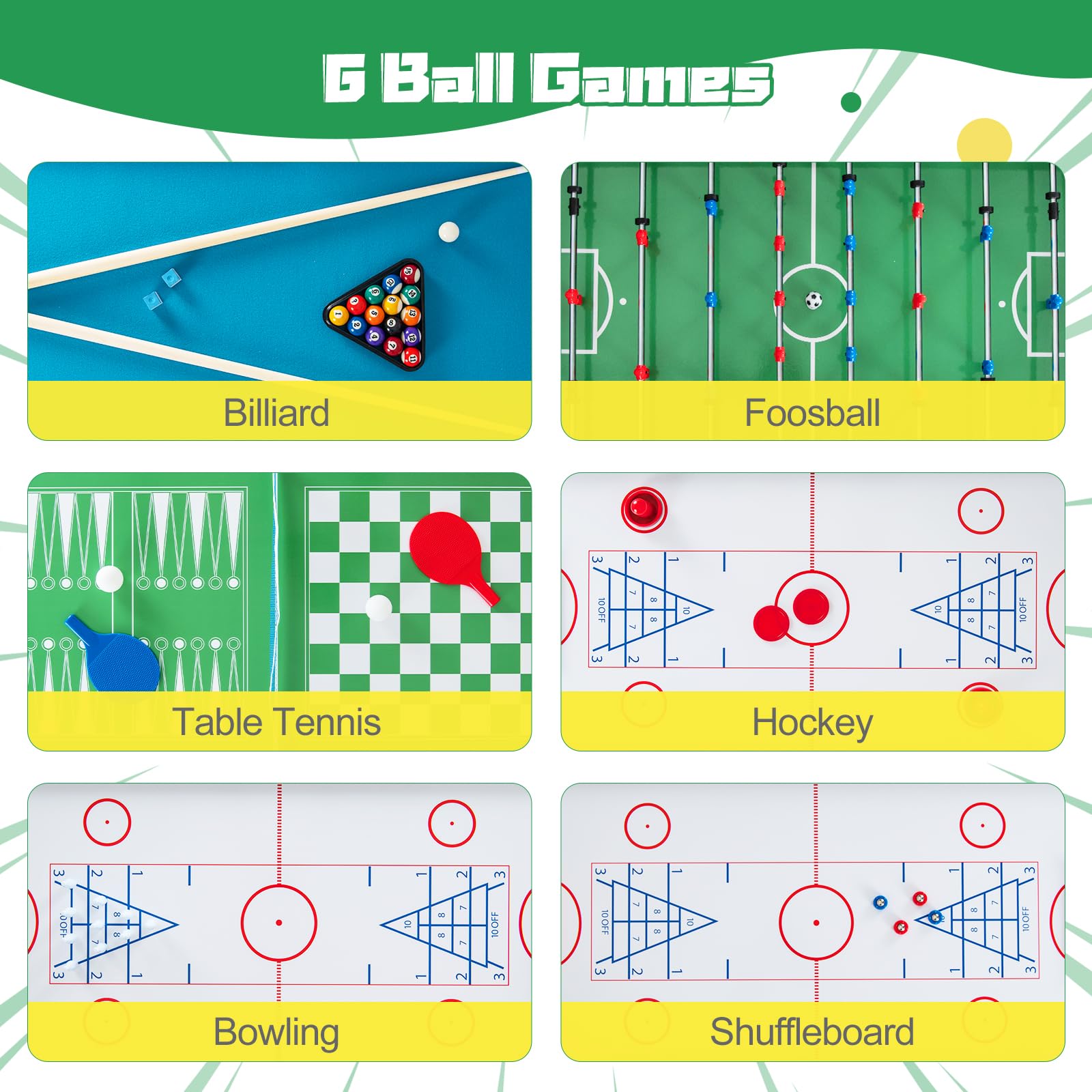 HOMASIS 12 in 1 Tavolo da Gioco, Tavolo Multifunzione con Accessori, Calcio Balilla, Hockey, Ping Pong, Biliardino Professionale per Casa, Bar, Ufficio per Adulti e Bambini dai 6 Anni in su