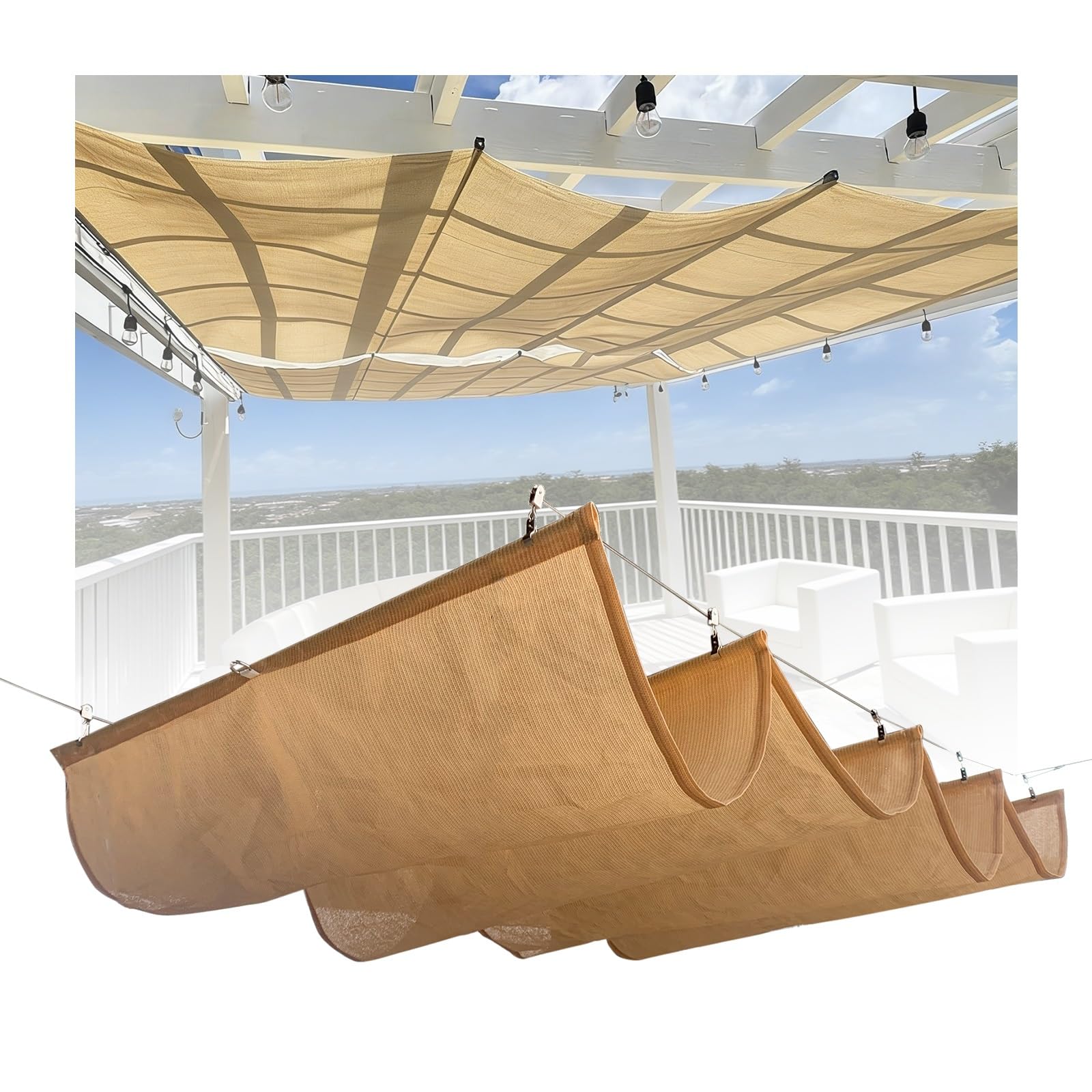 Voile d'ombrage vague rétractable toile respirante jardin terrasse pergola 2x11m