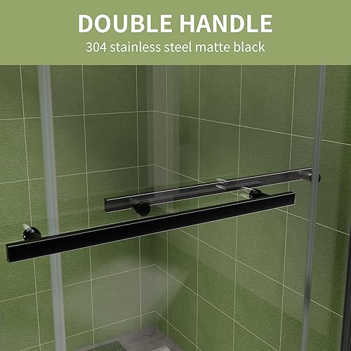 Miniatura 27 de Puerta de ducha deslizante sin marco de 44-48 pulgadas de ancho x 70 pulgadas de alto, puerta de ducha deslizante con vidrio templado SGCC Silding