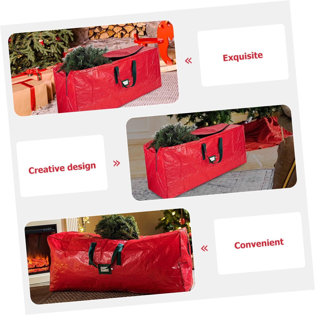 Christmas Tree Storage Bag Large Zippered Dustproof Waterproof Carry Handle Organizer 165x38x76cm for Holiday Decor Outdoor Seasonal Storage