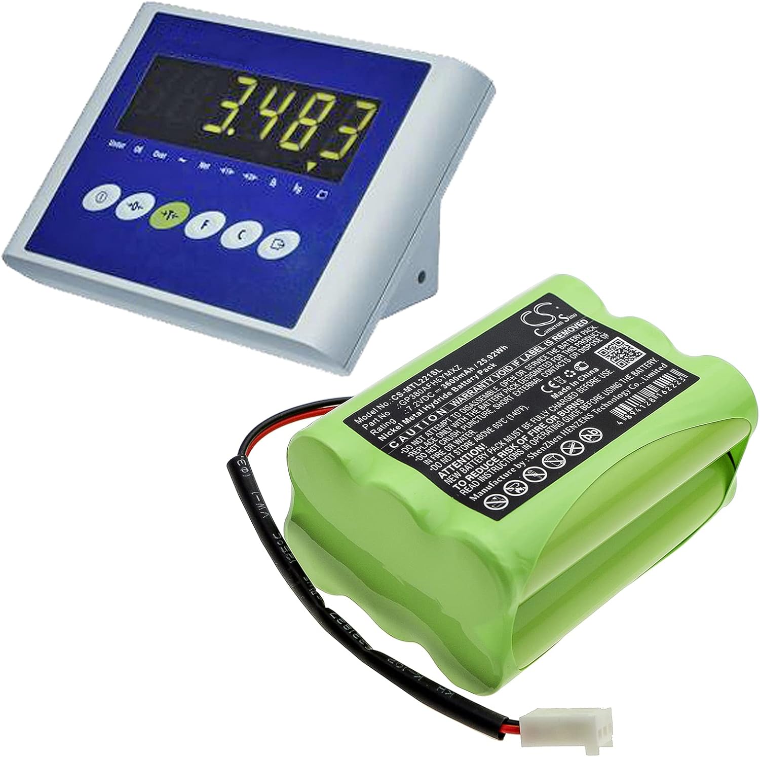 Cameron Sino Battery for Transpal IND221, Megalite P-335 Mettler Toledo IND221 PN:Transpal GP380AFH6YMXZ 3600mAh / 25.92Wh