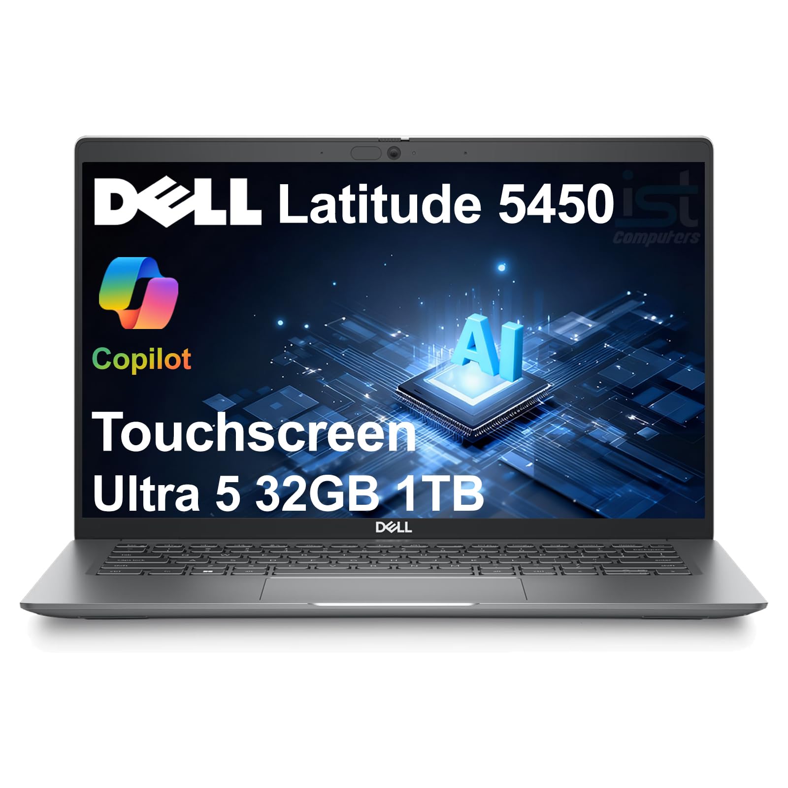 Dell Latitude 5450 Business Laptop (14" FHD Touchscreen, Intel 12-Core Ultra 5 135U vPro (> i7-1355U), 32GB DDR5 RAM, 1TB SSD), Backlit, IR Webcam, 2X Thunderbolt 4, Ethernet, Win 11 Pro, 2025 AI PC