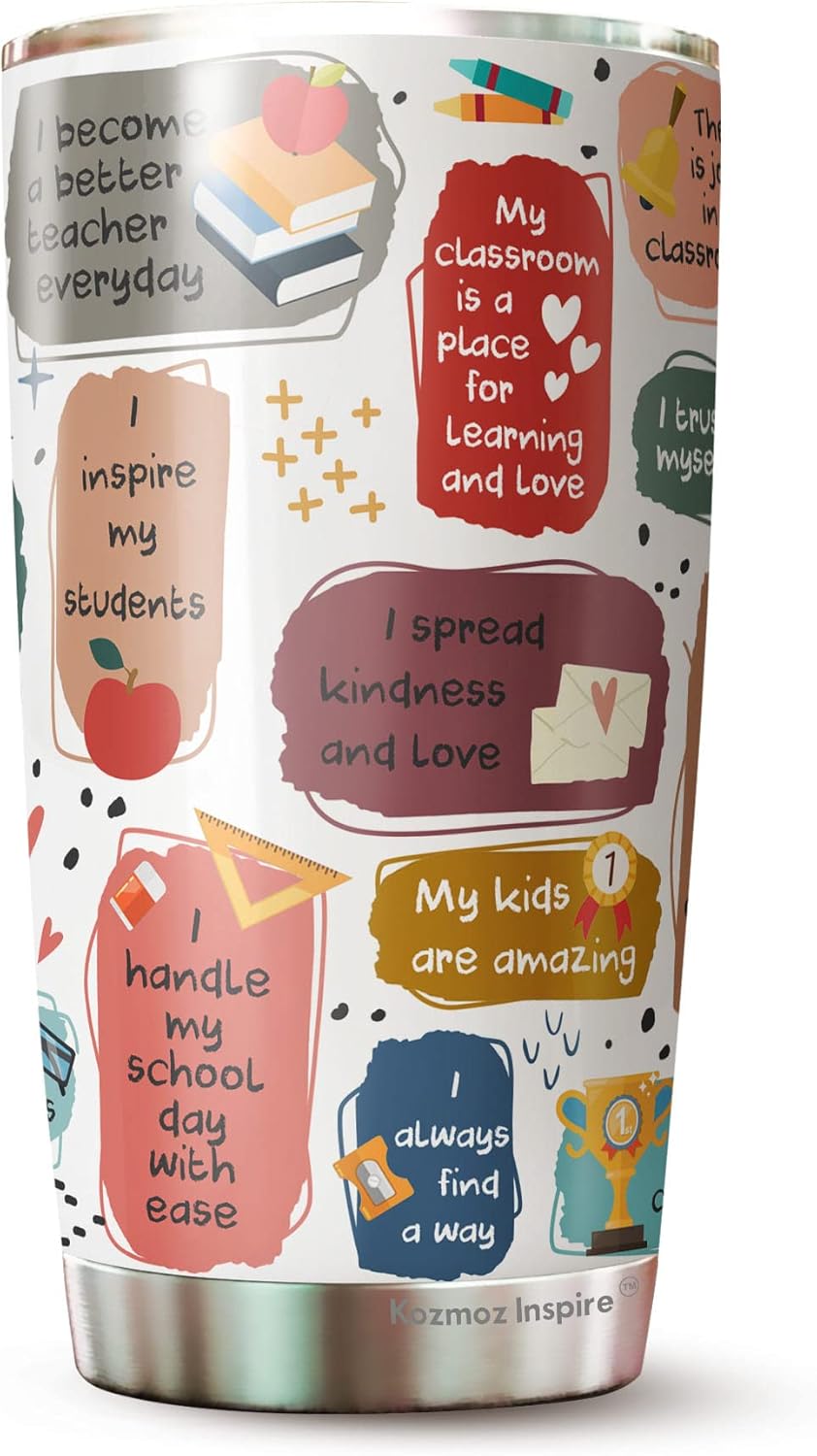 Kozmoz Inspire Teacher gifts for women-Gifts for teachers - teacher appreciation gifts-teacher gift -Teachers Daily Affirmations Tumbler 20Oz - Image 4