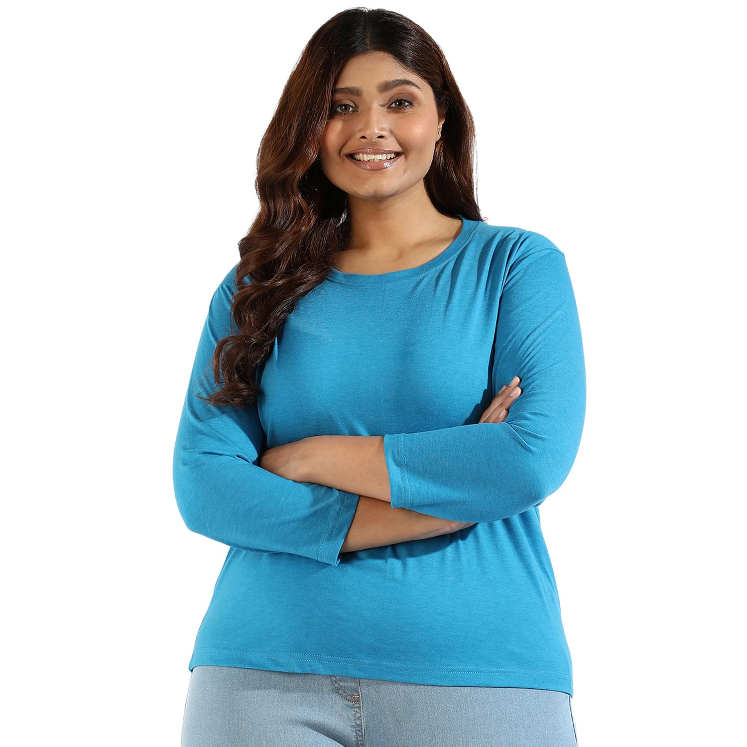 Instafab Plus Women's Raglan Sleeve Top for Casual Wear | Crew Neck | Short Sleeve | Pull On Closure | Plus-Size Top Crafted with Comfort with for Everyday Wear