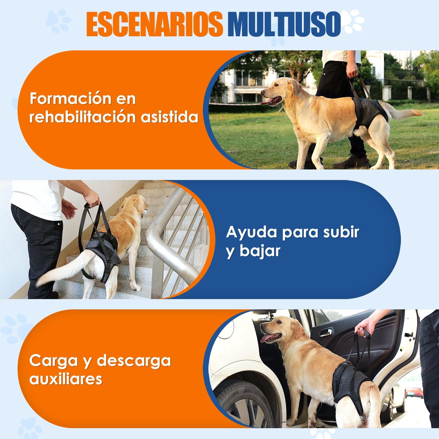 SlowTon Arnés de Soporte para Patas Traseras para Perros Medianos y Grandes - Arnés Elevador Ajustable y Cómodo para Perros Ancianos, Lesionados, Artríticos o con Discapacidad