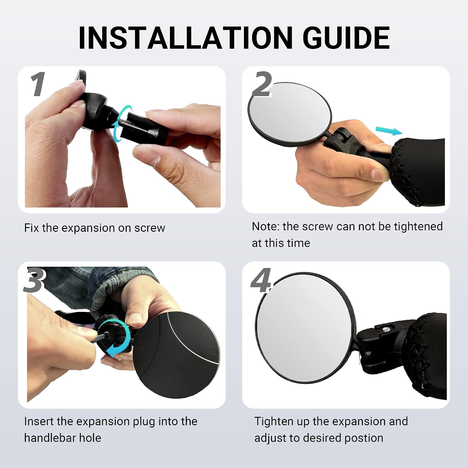 Himiway 2Pcs Bike Mirrors for Handlebars, Adjustable Bar End Rear View Mirror, Rotatable Acrylic Convex Round Bike Rearview Mirrors, Bicycle Handlebar Mirror for E-bike Mountain Road Bike Scooter