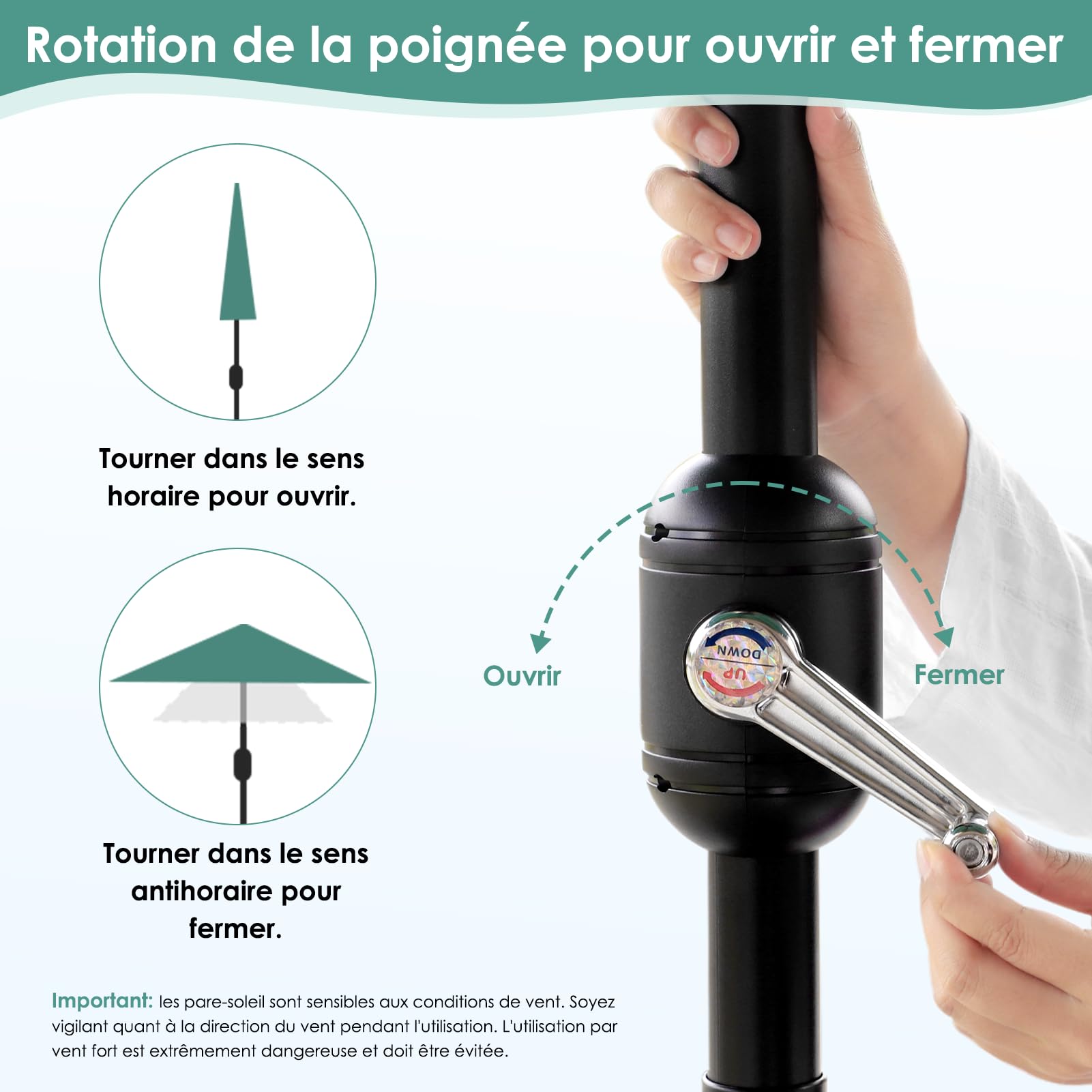 DEWEL Parasol de Jardin Extérieur, 200cm, Vert