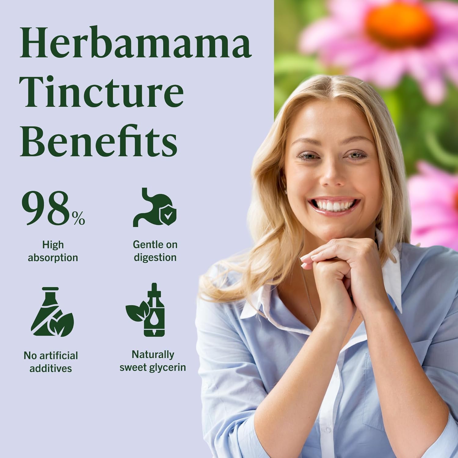 HERBAMAMA Echinacea Drops - Vegan Immune Support with Echinacea Angustifolia Root Extract Tincture - Non-GMO, Alcohol & Sugar-Free Liquid Supplement, 28-Day Supply - Image 5