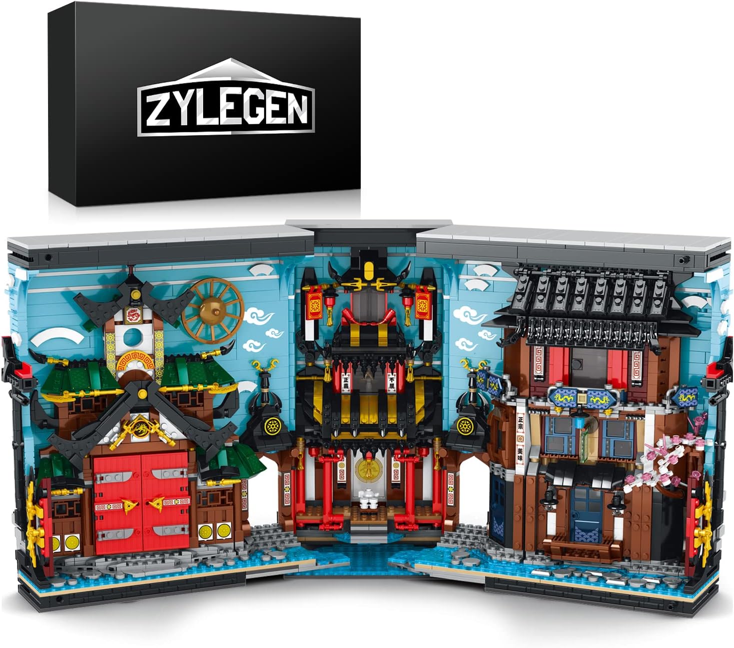 ZYLEGEN Japanese Street View Building Blocks House Toy,Book