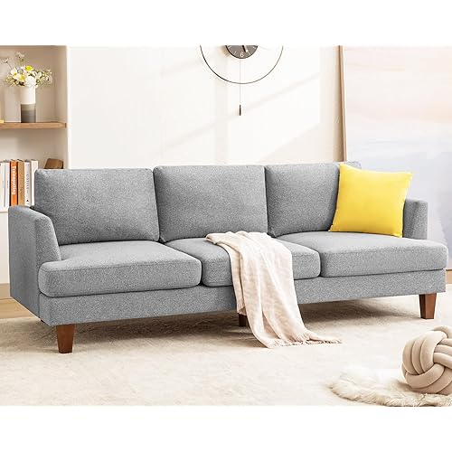 Mid Century Modern Couches for Living Room, 89" Comfy Grey Couch Sofa with 3-Seater Deep Seats, Upholstered Sofas for Living Room, Office Apartment, Bedroom