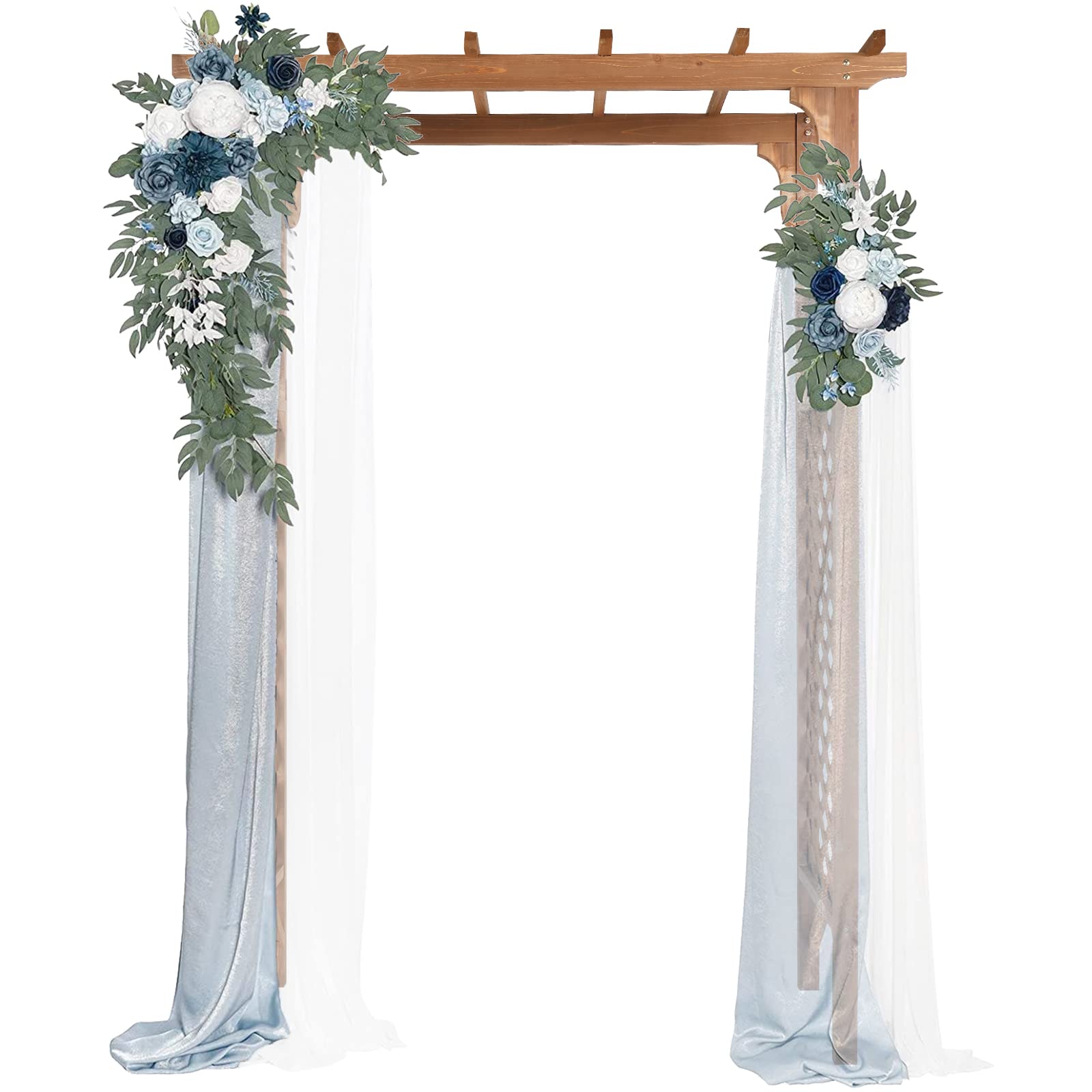 Bonnlo Rosenbogen Holz mit Rankgitter, Flachdach,Stabil und Wetterfest, Speziell für kletternde Pflanzen,Hochzeit&Dekoration für Garten und Hof, 152 * 60 * 215cm, Dunkelbraun