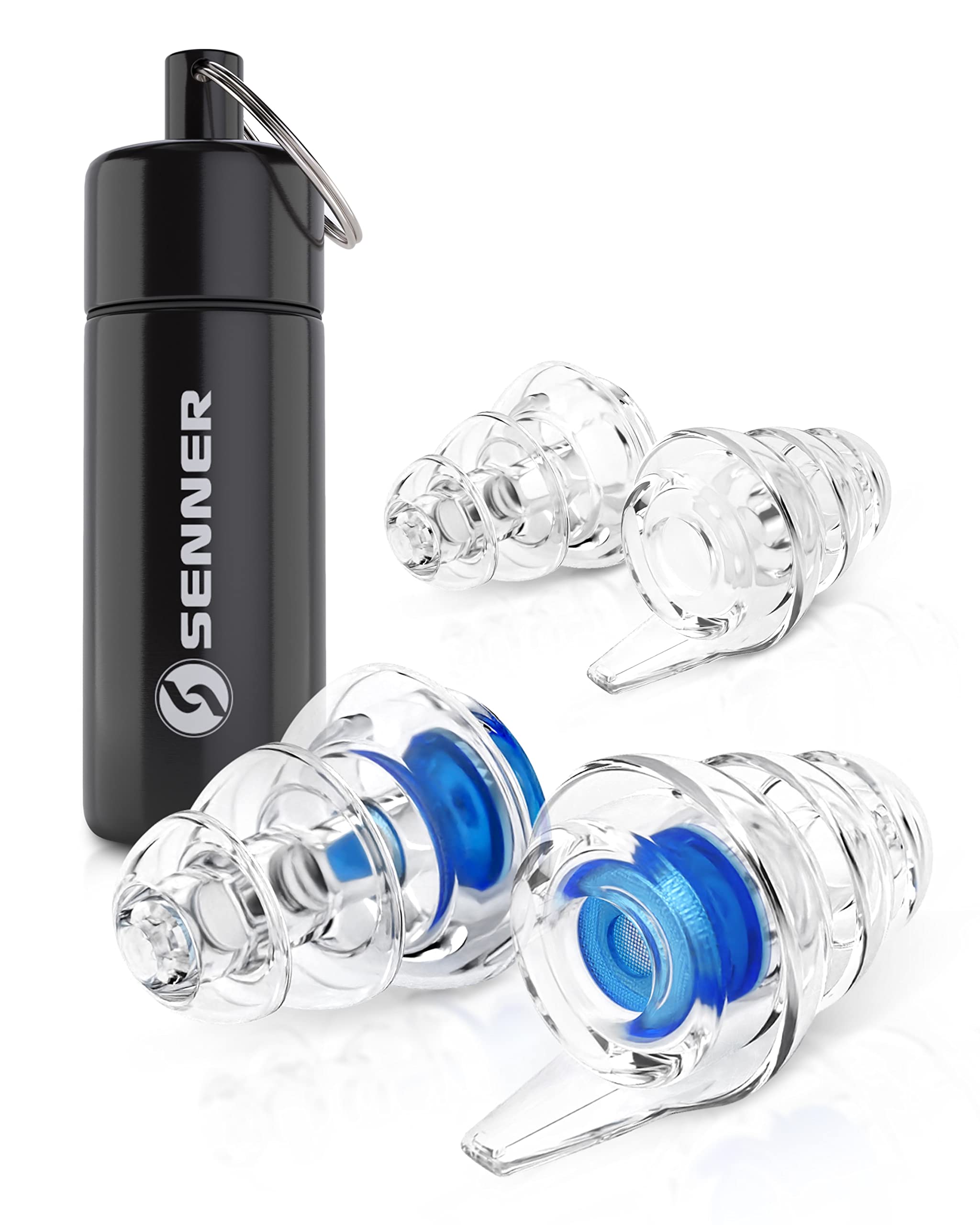 Senner ® DreamPro - Tappi orecchie per sonno tranquillo - Protezione udito in ambienti rumorosi, per chi dorme di fianco - Anti Russamento - Ipoallergenici, 2 misure, Contenitore alluminio