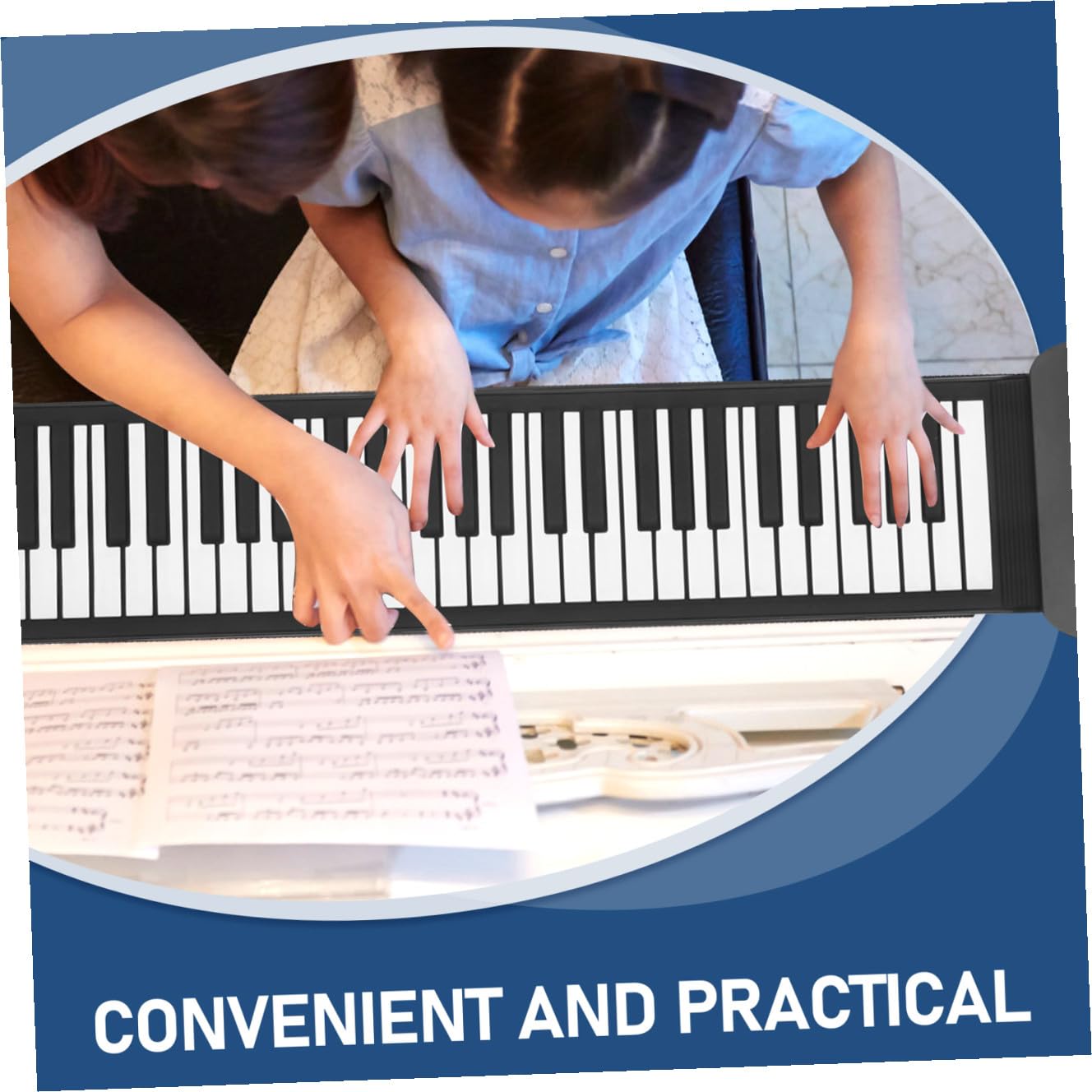 TOPBATHY Pianoforte Digitale Portatile e Pedaliera Sustain 61 Tasti in Silicone Nero Alimentazione Mp3 per Ragazzo Ragazza e Presentazioni Musicali
