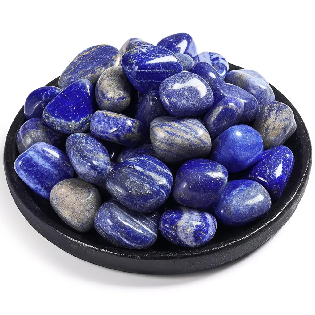 Polished Stone Set Lapis Lazuli Crystals, 0.8" Handpicked Tumbled Gemstones Rocks, Pebbles for Reiki, Chakra, Healing, Home Decor