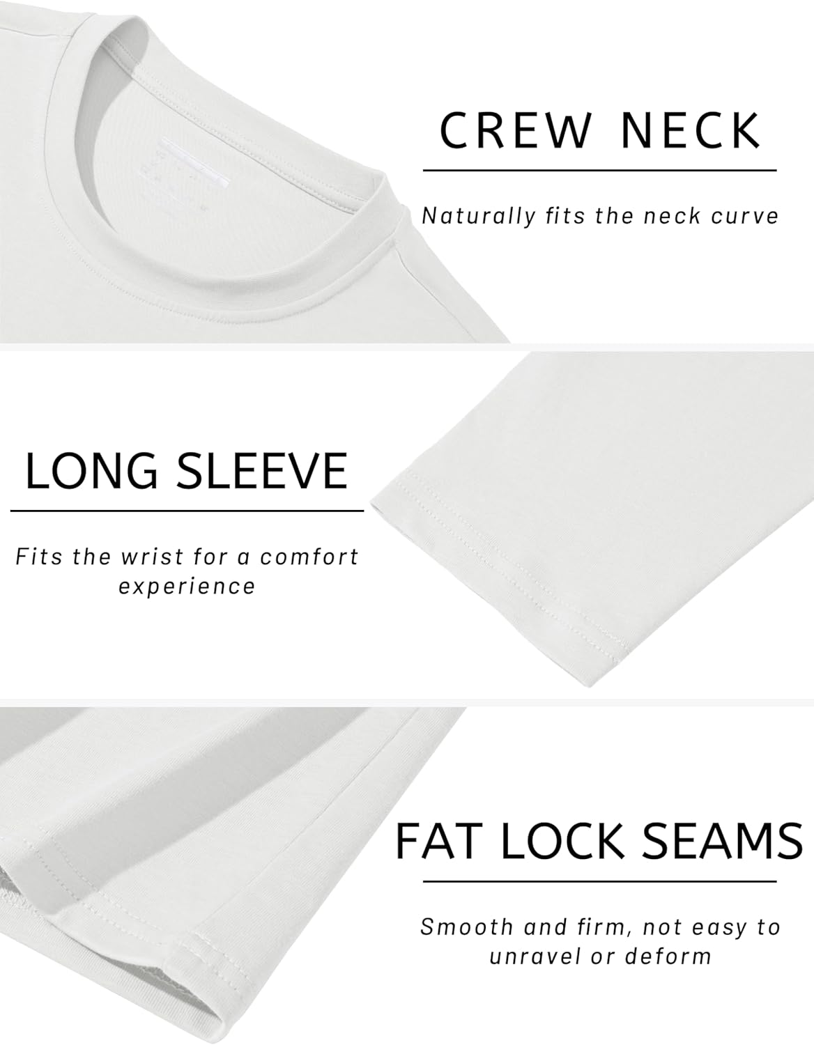 TACVASEN Long Sleeve Shirts for Men Cotton Soft Crew-Neck Moisture Wicking Mens Undershirt Comfort Solid Basic T Shirt - Image 5