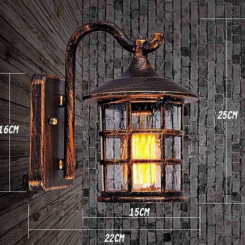 HLTYGWX Victoria Glass Zewnętrzny kinkiet, antyczny wodoodporny zewnętrzny kinkiet Retro Przemysł Naścienny oświetlenie zabezpieczają Dziedziniec Patio Taras Płot Krajobrazowa latarnia ścienna
