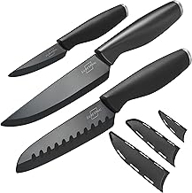 SILBERTHAL Ceramic Knife Set of 3 - Sharp Chef's Knife 15 cm, Santoku Knife 13 cm, Paring Knife 7.5 cm