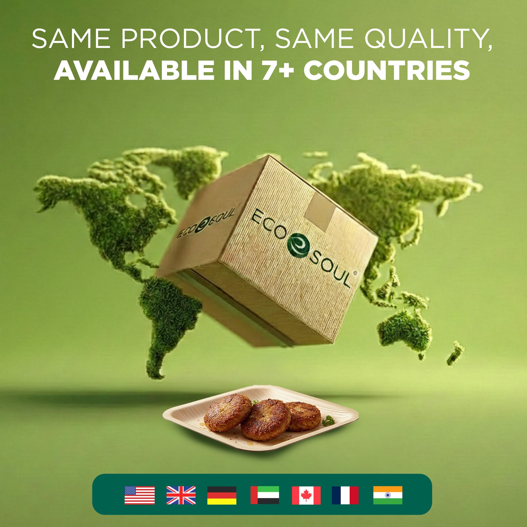 ECO SOUL Platos cuadrados compostables de hoja de palma de 6 pulgadas (400 unidades) como platos de bambú, biodegradables, ecológicos, aptos para microondas y horno