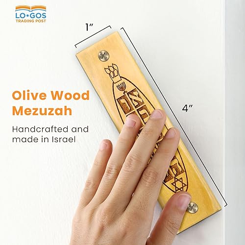 Miniatura 2 de 4 mezuzahs de madera de olivo con pergaminos, surtido a granel #4, fabricado en Israel, decoración religiosa del hogar para puerta y pared, incluye