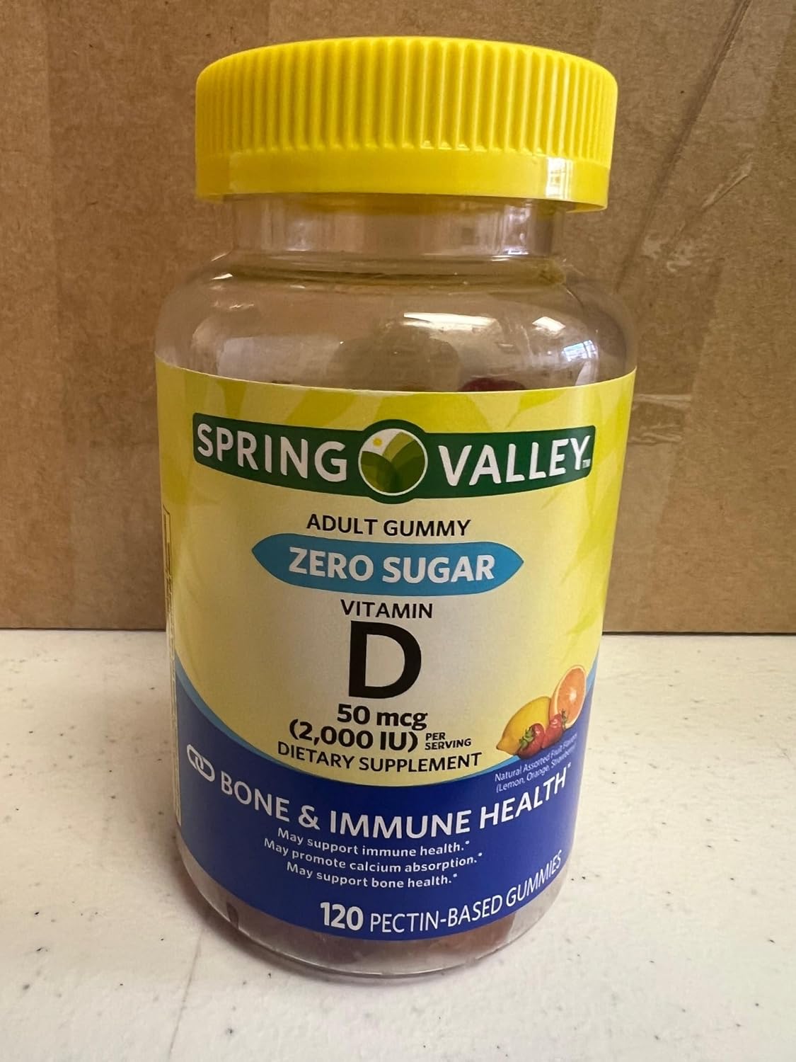 Choice Bundle Spring Valley Zero Sugar Vitamin D 50 mcg Gummies 120 Ct 4 pk (480 Total) Plus Vitamin Guide & Pill Container (6 Items)!