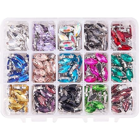 Amazon Ph Pandahall 約225個 セット 15色 ビジュー パーツ アクリル ラインストーン 縫製フラットバック カボション レジン封入 デコ素材 手芸用 クラフト ジェリー用 アクセサリーパーツ 手作り素材 装飾材料 混合色 ラインストーン 通販