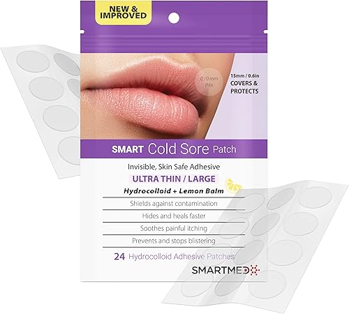 Miniatura 2 de Parche de tratamiento para herpes labial Duo  60 parches, grande, ultrafino de 0.591 in y delgado original de 0.472 in, cubierta transparente para