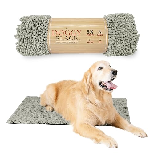 My Doggy Place Alfombra de entrada para perro, 91 x 66 cm, antibarro, microfibra, gris claro, gruesa