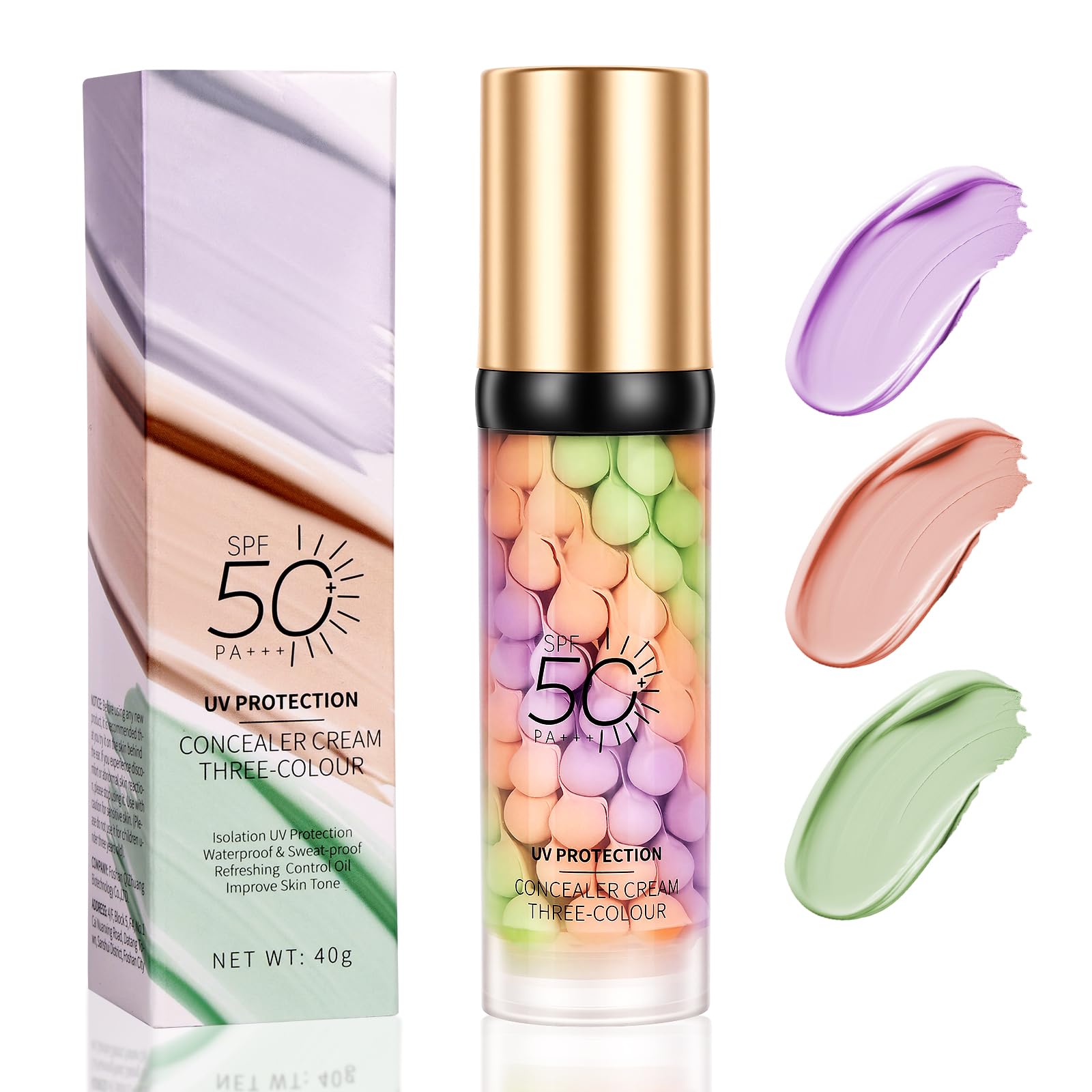 Farbkorygujący podkład do twarzy, 40ml Power Grip-Primer, SPF 50 PA+++, krem i korektor podkładowy do maskowania, wyrównujący, na gładką skórę, wyrównujący koloryt skóry, korekta skóry