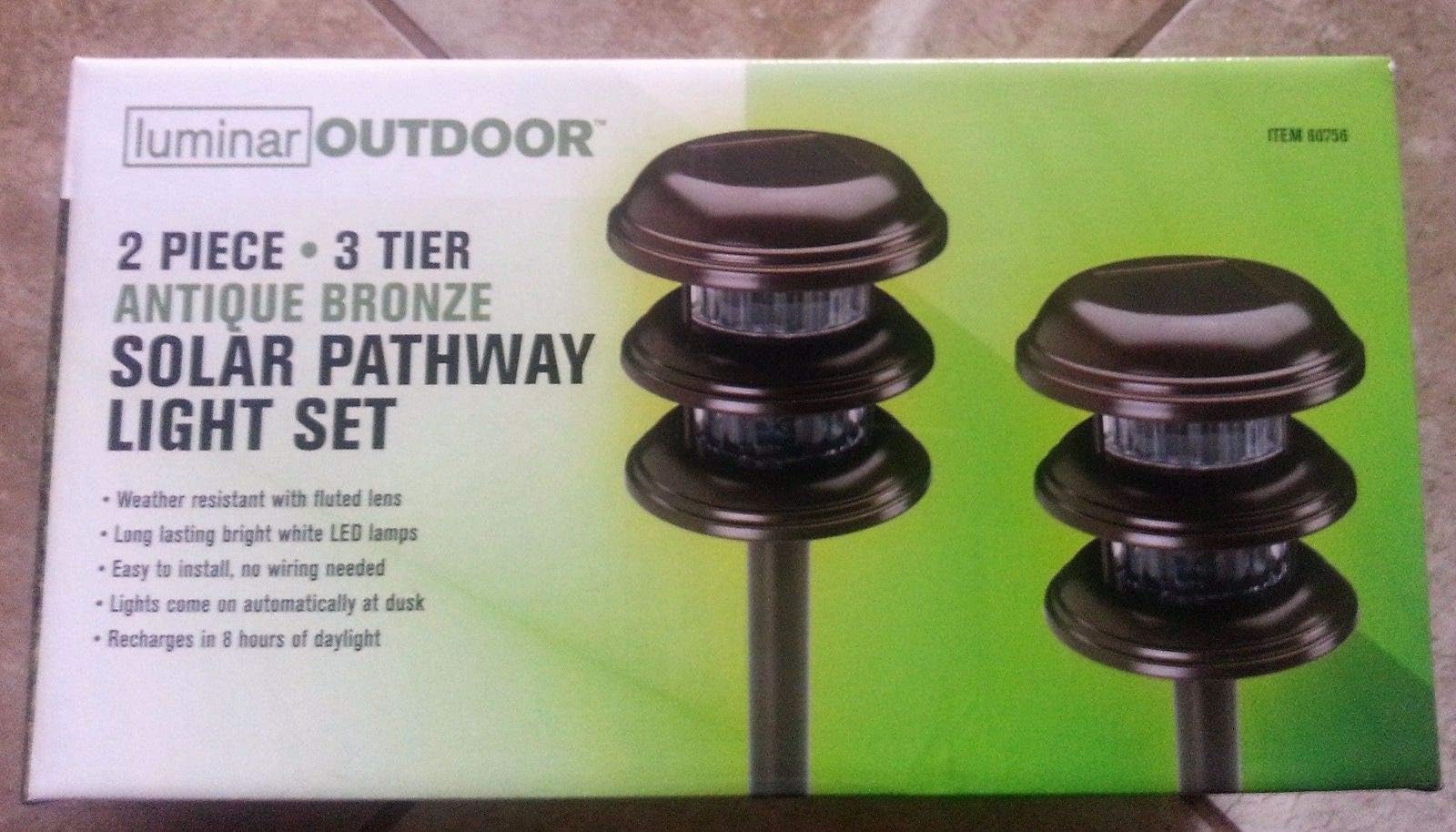 2 Piece, 3 Tier, Antique Bronze, Solar Pathway Light Set