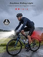 Vista 5 de Luces de bicicleta súper brillantes de 1000 lúmenes, 4+6 modos de luces recargables para bicicleta delanteras y traseras con luces laterales, faros