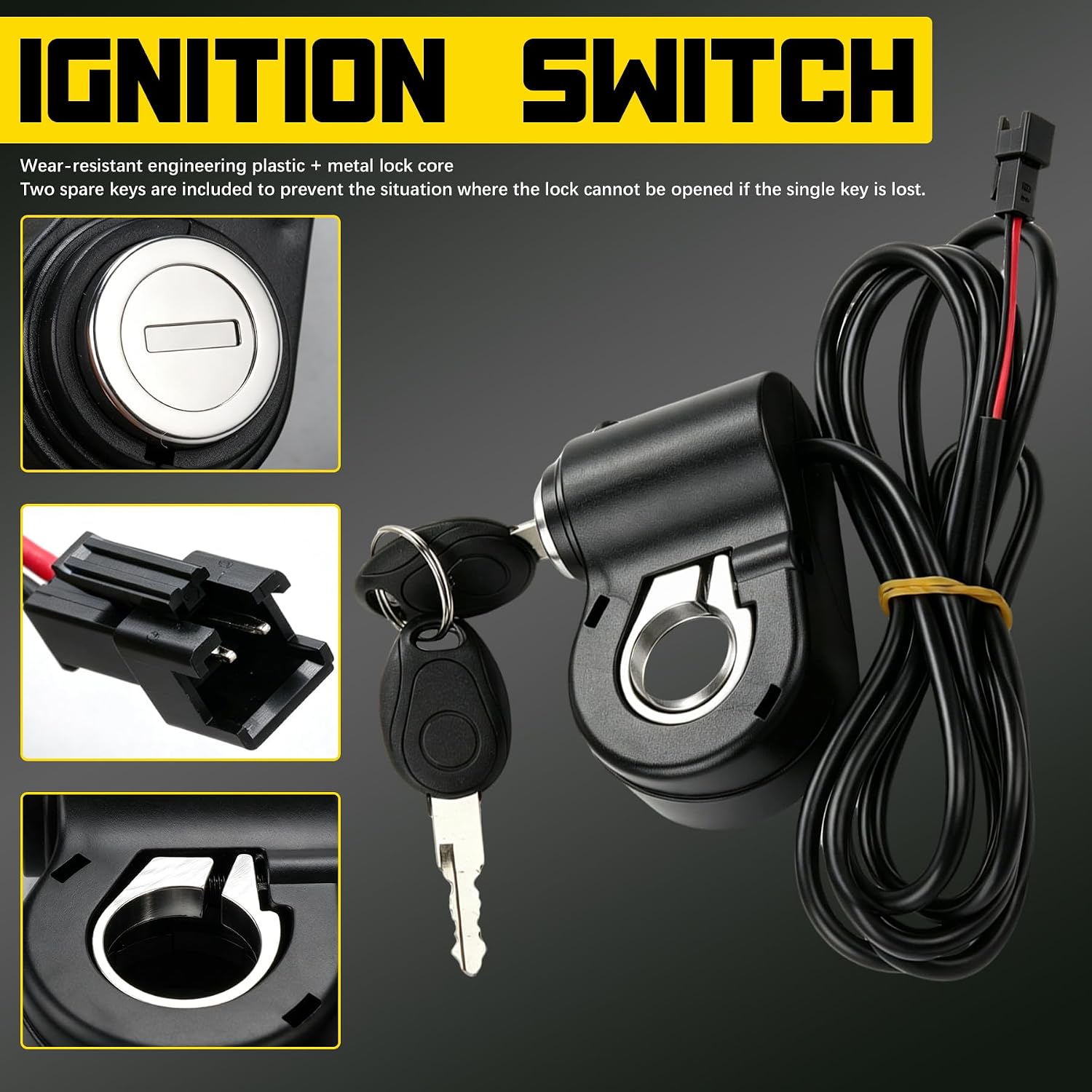 Q20 Full Twist Throttle with Ignition Switch，Electric Bike Throttle Handlebar Upgrade Plug and Play，Compatible with Ridstar Q20 Series Electric Dirt Bike（Black Handle）