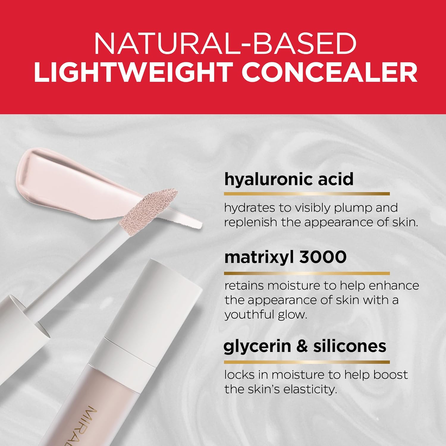 Mirabella Invincible For All Perfecting Under Eye Concealer Full Coverage - Hydrating Makeup Concealer for Dark Circles, Fine Lines & Wrinkles w/Hyaluronic Acid - Porcelain P00 - Image 5