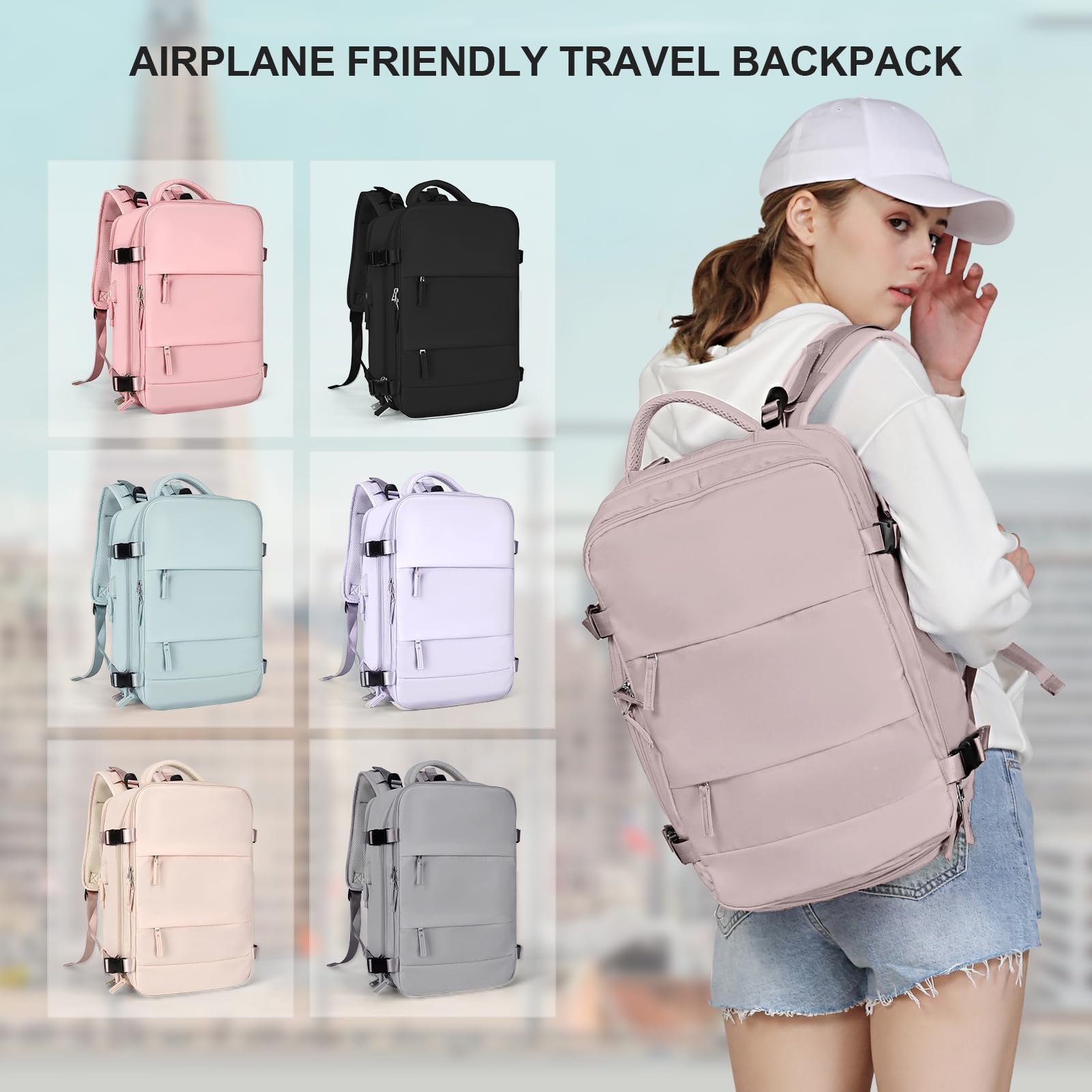 SZLX Zaino da Viaggio grande Zaino Ryanair 40x30x20 Sottovuoto Donna da escursionismo sportivo da esterno impermeabile Zaino Casual Laptop da 14 Pollici con porta di ricarica USB Scomparto per Scarpe