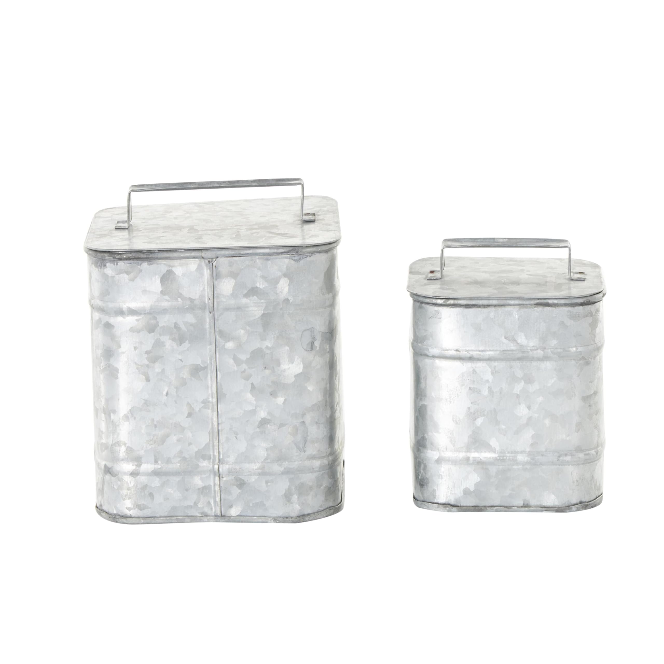 Metal Decorative Canisters Decorative Containers, Set of 2 Decorative Keepsake Boxes 8", 7"H, Silver