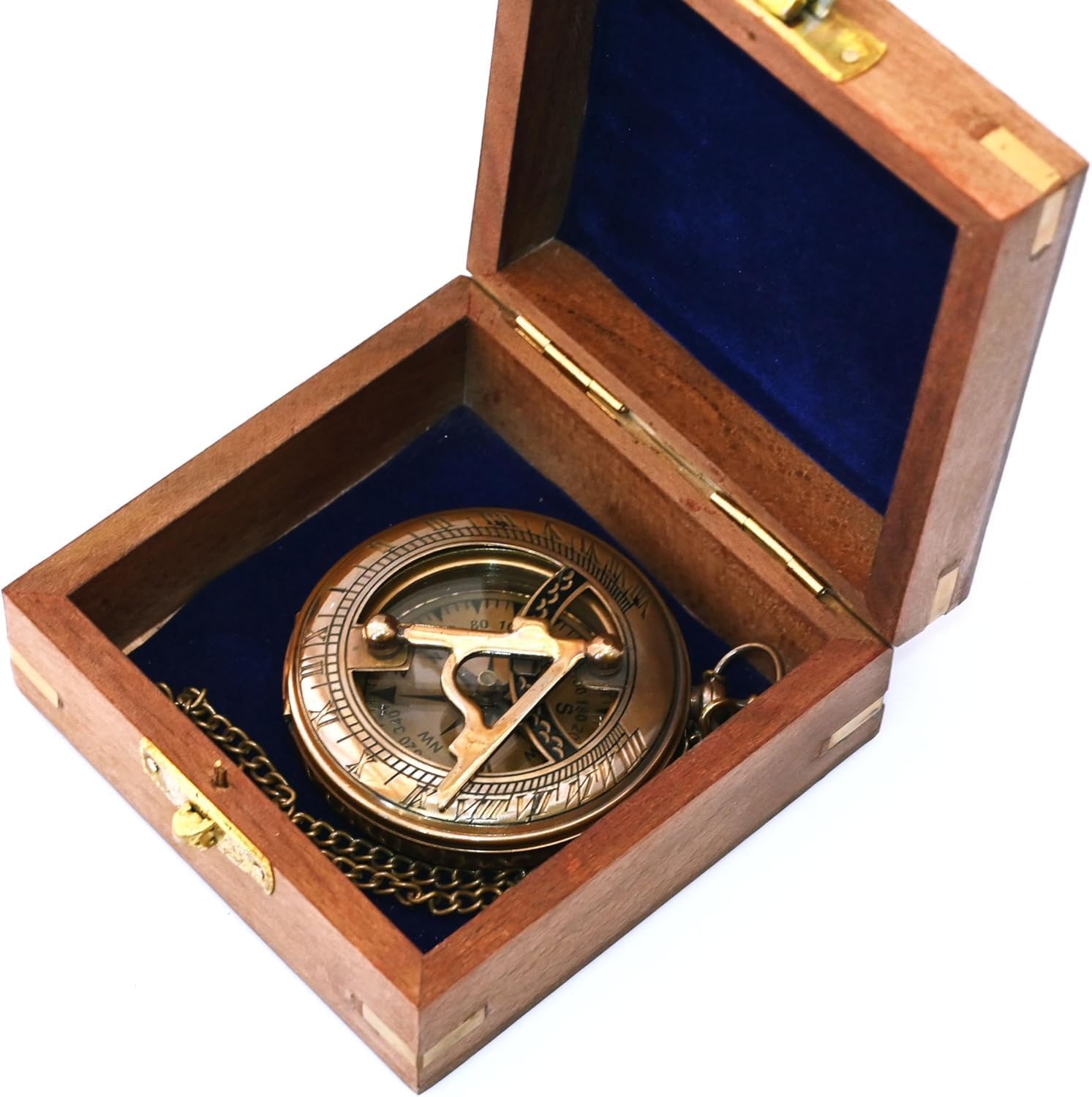 Vintage Nautical Compass Valentine Gift - Small Pocket Antique Brass Engraved Compass for Men Baptism, Birthday, for Husband, Graduation Day and Retirement