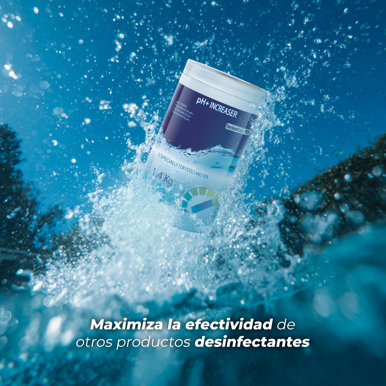 Nortembio Elevador de pH+ para Piscina y SPA 6,5 kg Incrementador de pH Acción Rápida Regulador pH Agua Piscinas Incluye eBook Usos y Consejos