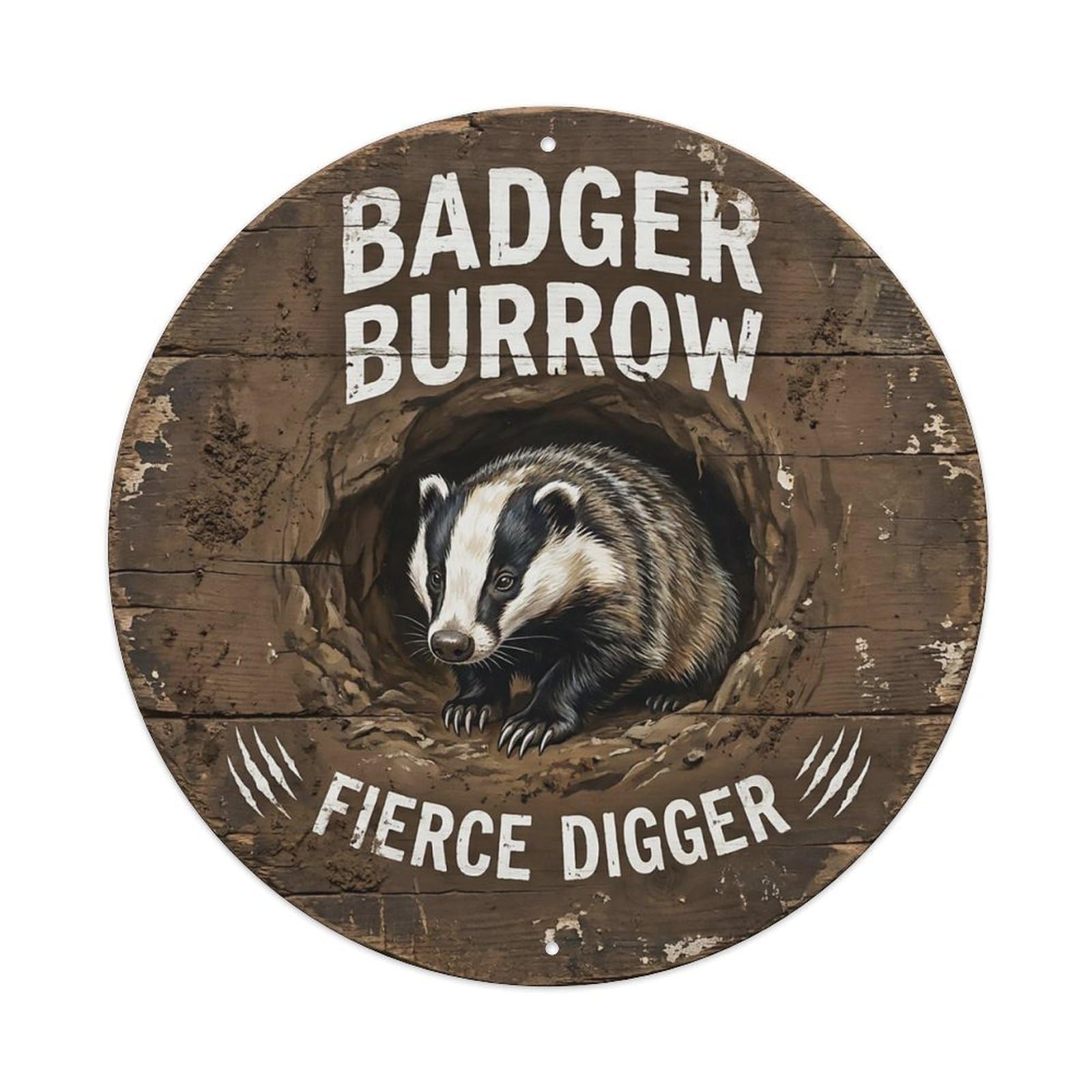 Cxhjca 8X8inch(20X20cm) Badger Burrow Fierce Digger Metal Tin Sign