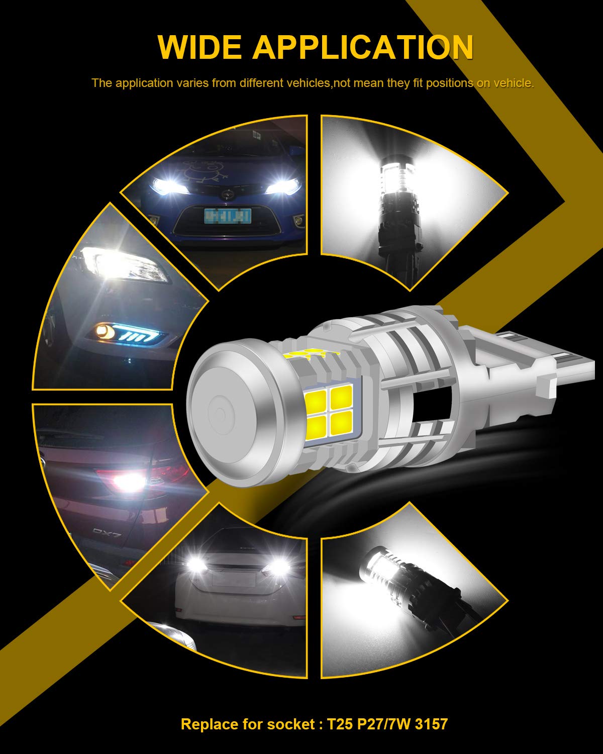 Pack De 2 Ampoules LED 3157/3057 Super Lumineuses - Jaune Ambre, Canbus Sans Erreur