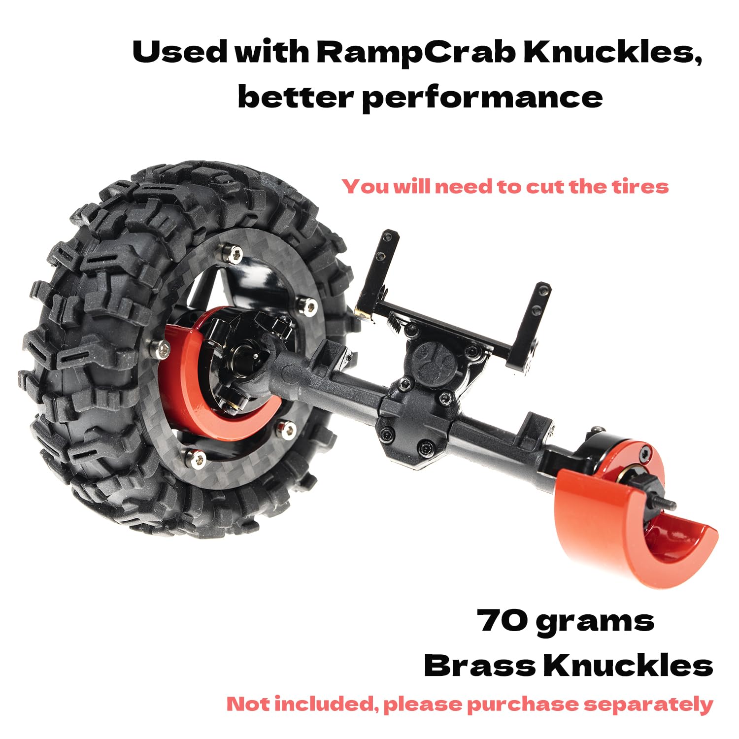 RampCrab 1.8" (46mm) Super Wheels, Carbon fibre Beadlock Wheels, fit fot SCX24, TRX4M, FCX24, FCX24M, CR18P, Style D - Image 4